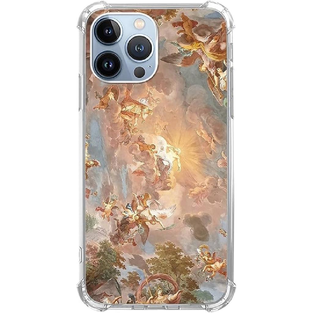 Red Christmas Snowflakes Phone Case Compatible with iPhone 14 Pro Max, Aesthetics Christmas Snowflakes Silicone Shockproof TPU Bumper Protective