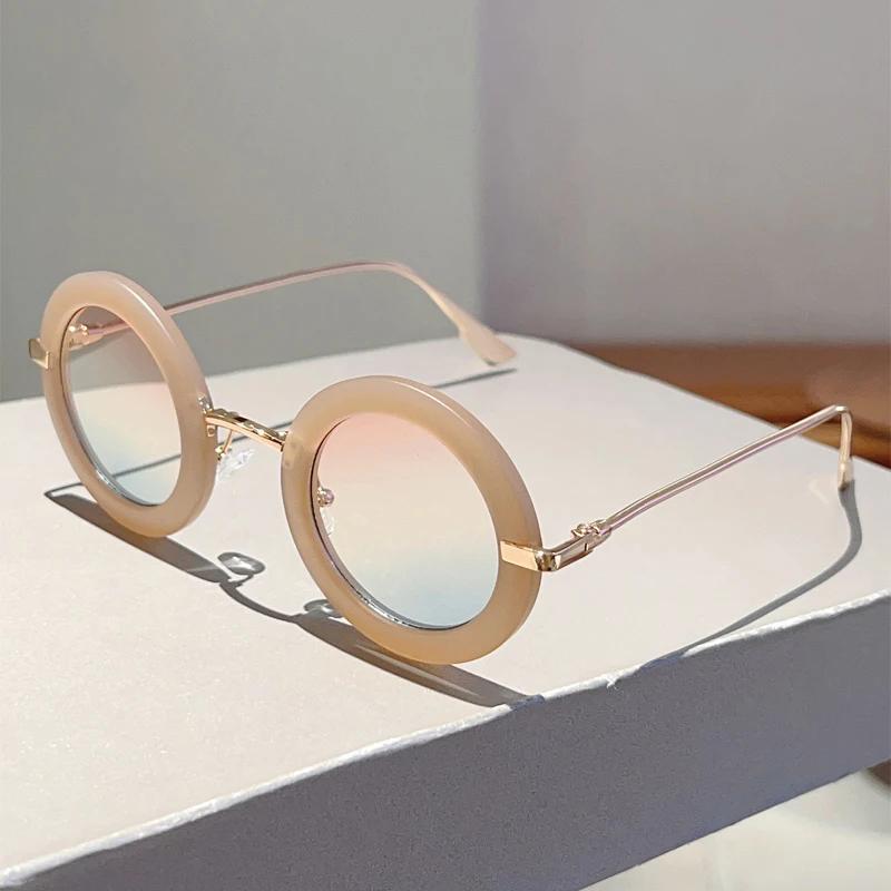 Kammpt Punk Round Sunglasses Men Vintage Multi-Color Shades Women New In Trendy Cute Retro Luxury Brand Design Sun Glasses