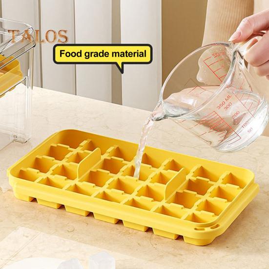 Eiswürfelschale mit Deckel und Behälter, Eiswürfelform mit großem Fassungsvermögen für den Gefrierschrank, stapelbar, BPA-frei, leicht zu lösender Eisbereiter zum Kühlen von Getränken, Kaffee, Saft