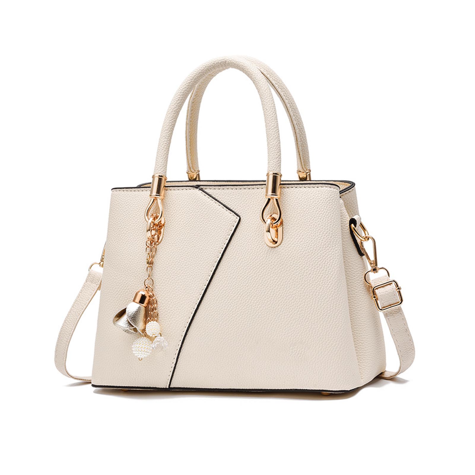 Женская сумка-тоут из ПУ с текстурой личи большая вместимость на плечо для путешествий покупок вечеринок белая один размер 2340₽