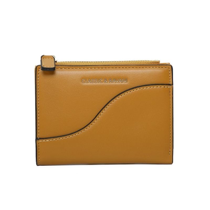 

EMY-li mini wallet ladies bifold bicolor cute Fashionable card case coin purse (camel)