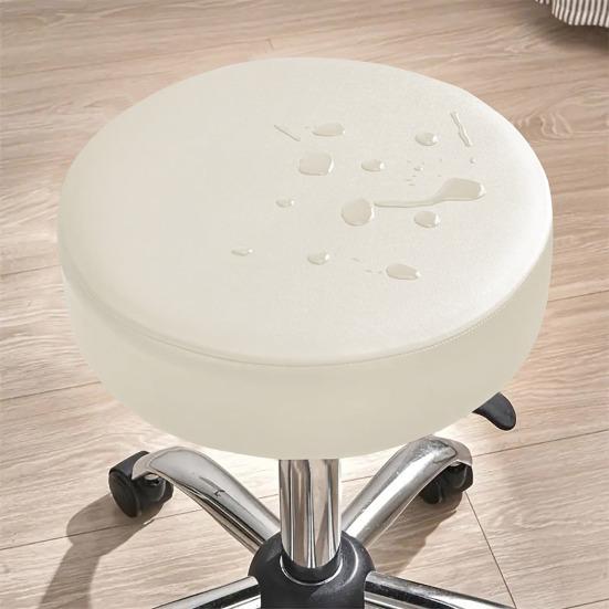 Soft Round Stool Cover High Resilience Non-Slip Design Easy to Clean Faux Leather Universal Fit Chair Cover