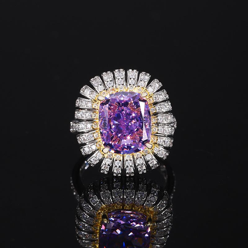 Jewelry High Carbon Diamond Ice Flower Cut Colored Diamond Copper Inlaid Light Luxury Pendant 1 Set 0 * 12