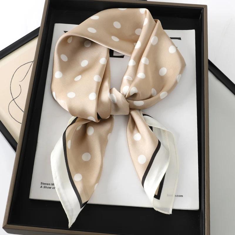 Luxury Brand Silk Square Plaid Scarf Women Satin Neck Hair Tie Band Soft work neckerchife 2024 NEW Hijab Head Female Foulard