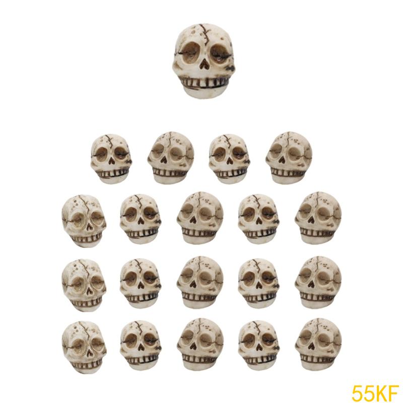 

55KF Мини-украшения в виде черепов, набор из 20 штук, полимерная миниатюра для сезонных композиций China Mainland