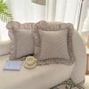 Plaid Throw Cover Square Ruffle Pillowcase for Couch Cushion Decoration