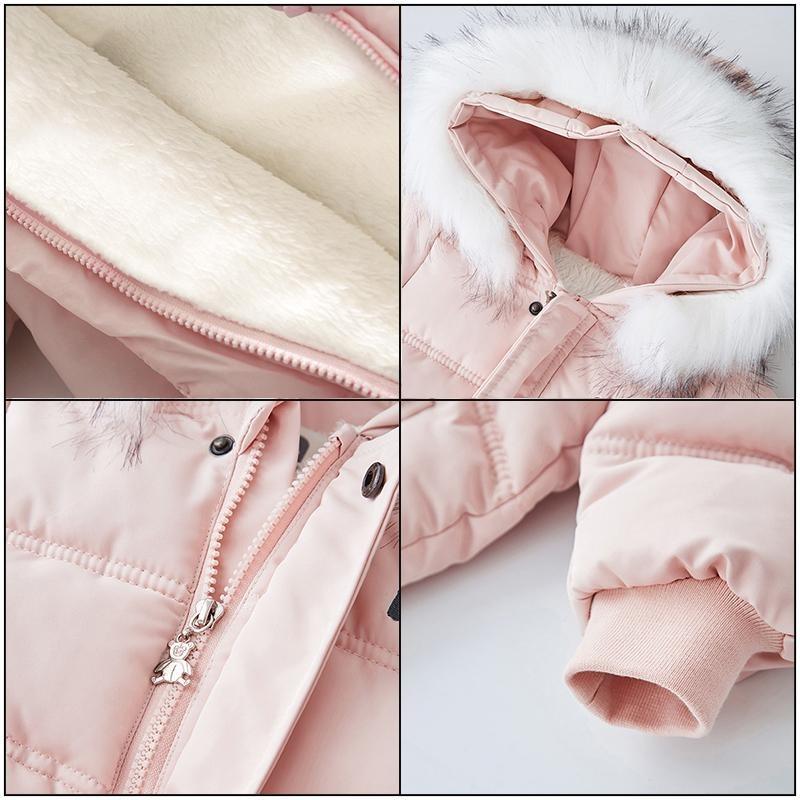Thick Warm Infant Baby Jumpsuit Hooded Inside Fleece Boy Girl Winter Autumn Overalls Children Outerwear Kids Snowsuit