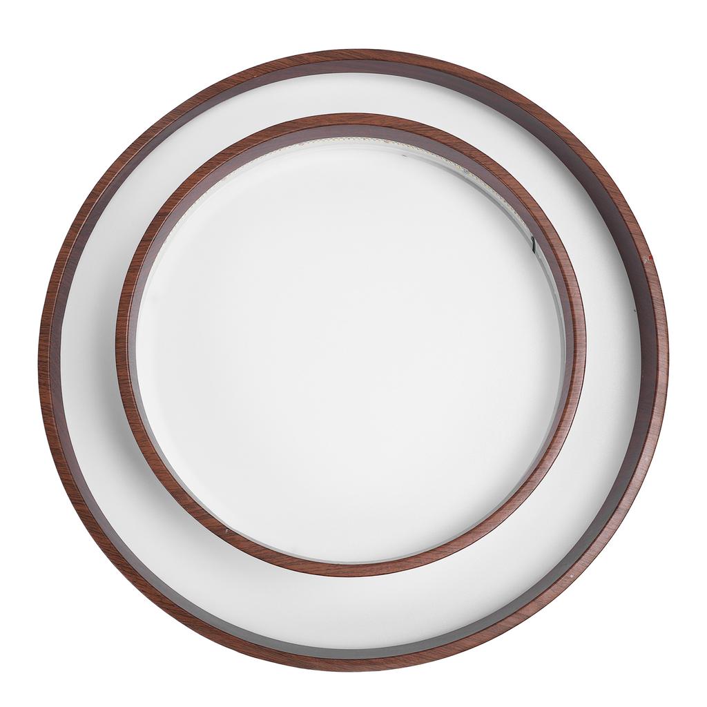 LED Ceiling Light Fixture Walnut Wood Grain Flush Mount Round Remote Control Light 3 Color