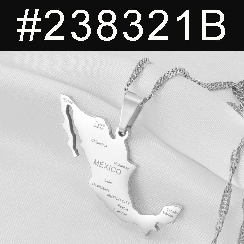 Anniyo Mexico Map With Cities Pendant Necklace for Women Girls Mexican Maps Jewelry @238321 45cm OR 17.7 Inches