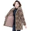 New mother winter imitation mink velvet imitation fur coat medium and old women's hooded thickened imitation mink coat