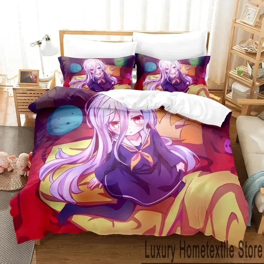 Anime No Game No Life Bed Cover Collection Comforter Cover Bed Collection Quilt Cover Pillowcase Comforter king Queen Size Size Boys Adult Bed Cover