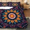 3pcs Bohemian Mandala Duvet Cover Set - Navy Blue Floral Medallion Bedding with Zip Closure, Machine Washable Polyester, Perfect