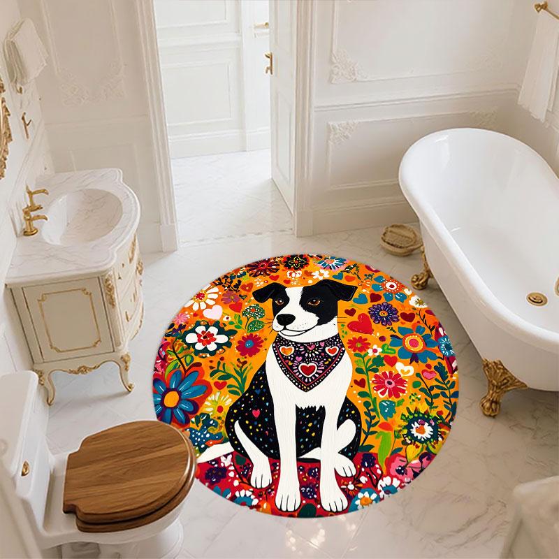 Cartoon Puppies pattern round rug,Carpet Rug for Living Room Bedroom Playroom ,Non-slip Floor Mat,Holiday Gifts and Birthday Gifts.