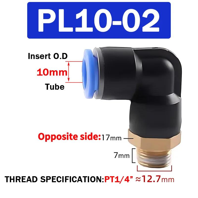 20/50/100PCS Pneumatic Air Connector PL 4 6 8 10 12mm Thread 1/8 r1/4" 3/8" 1/2" Trachea Elbow Air Fittings Hose Quick Conector Ventilation Valves 4