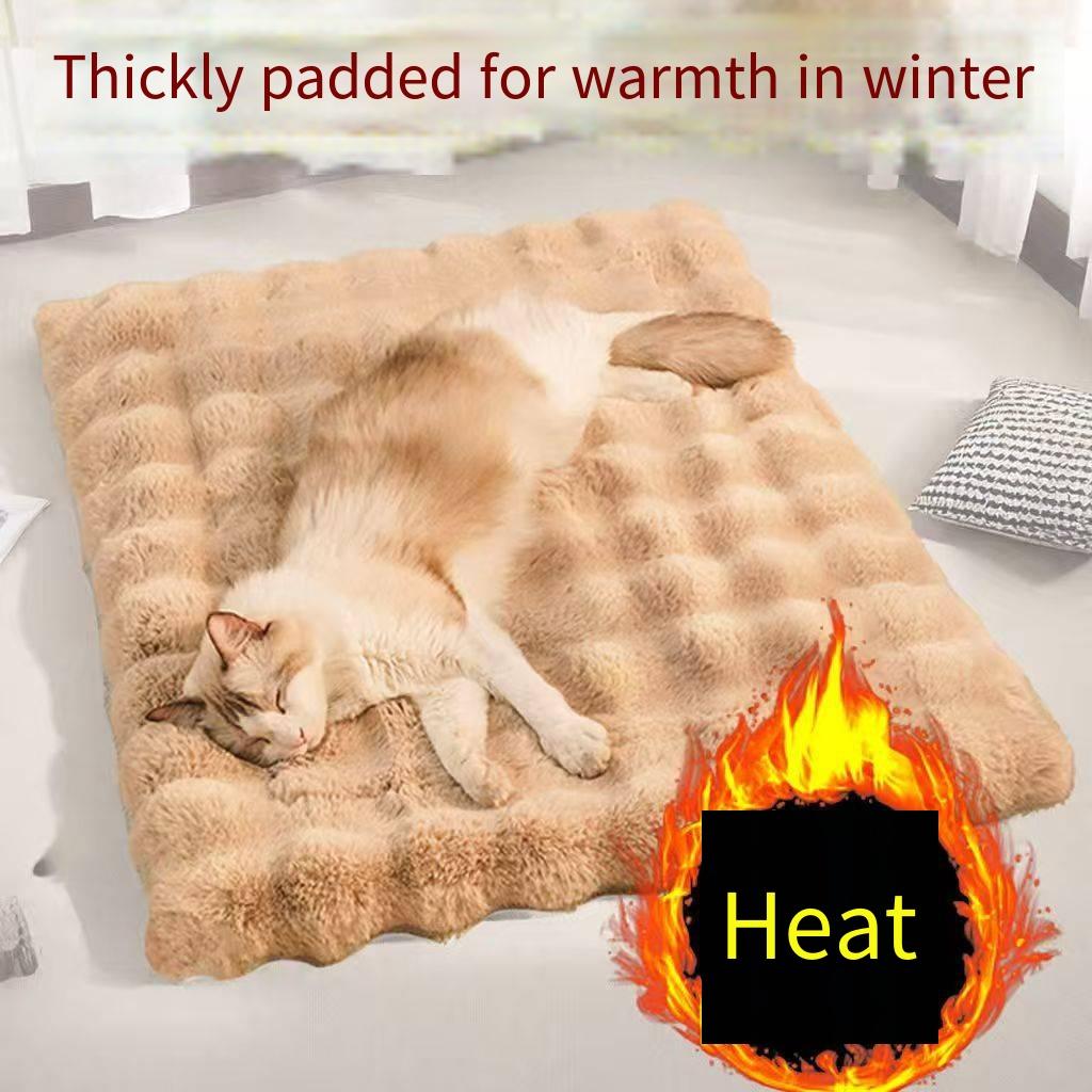 

Pet mat Thick and soft long-haired winter bedding for cats dogs Warmth for winter autumn Fur-filled sleeping pad Easy to clean S 30x40cm светло-коричневого