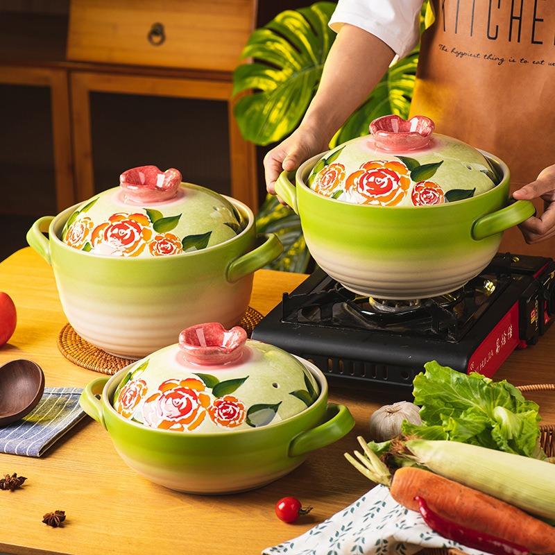 Shancheng rose casserole, gas stove casserole pot, household ceramic pot, soup stew pot, rice pot, high temperature resistance