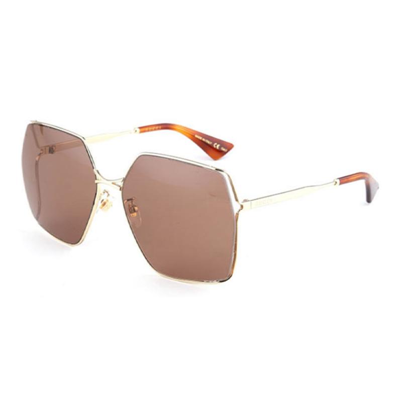

GUCCI Sunglasses Metal Herringbone Cutout Large Frame Irregular Sunglasses Tea Lenses