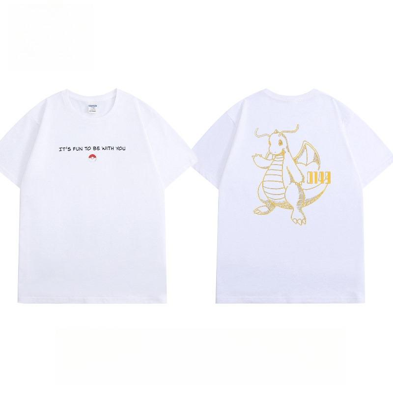 Pokémon Collaboration Tshirt  2026 Summer New Design  Sketch Style  Pikachu Gengar Mewtwo Eevee Short Sleeve Shirt Top