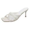 Retro thin heels cool slippers women's summer wear new versatile skirt lace bow high heels