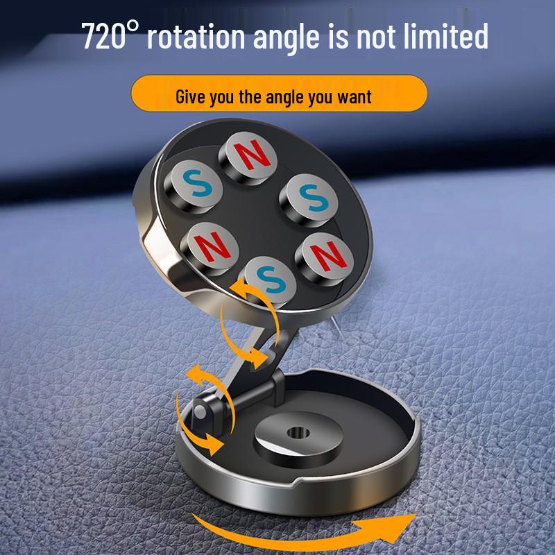 360° Foldable Car Magnetic Phone Holder - Strong Metal Mount for Navigation