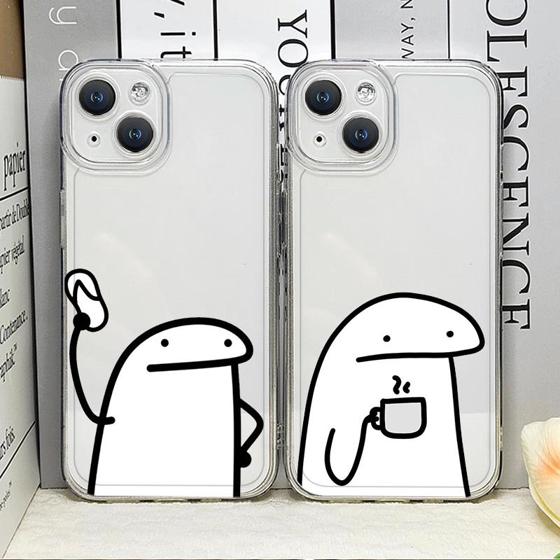 F-Flork Funny Meme Couple Phone Case for IPhone 15 14 13 Pro Max 16 13 12 11 Mini 7 8 15 14Plus SE 2020 X XS XR Clear Soft Cover
