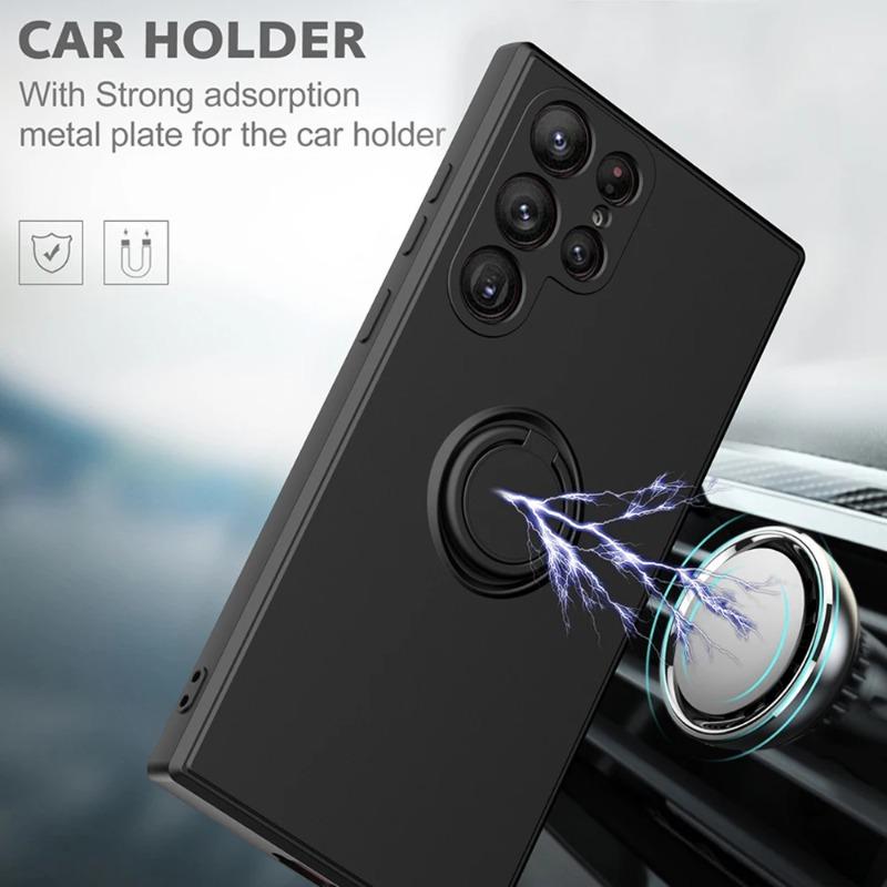 Liquid Silicone Back Cover For Samsung Galaxy S2 S26 Ultra Case With Magnetic Holder For Samsung S24 S23 Ultra Plus S21 FE Case
