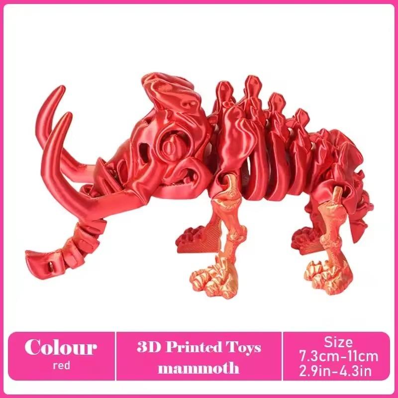 3D Printing Mammoth Dinosaur Model – Full Jointed Movable Figurine, Realistic Desktop Craft Ornament & Gift