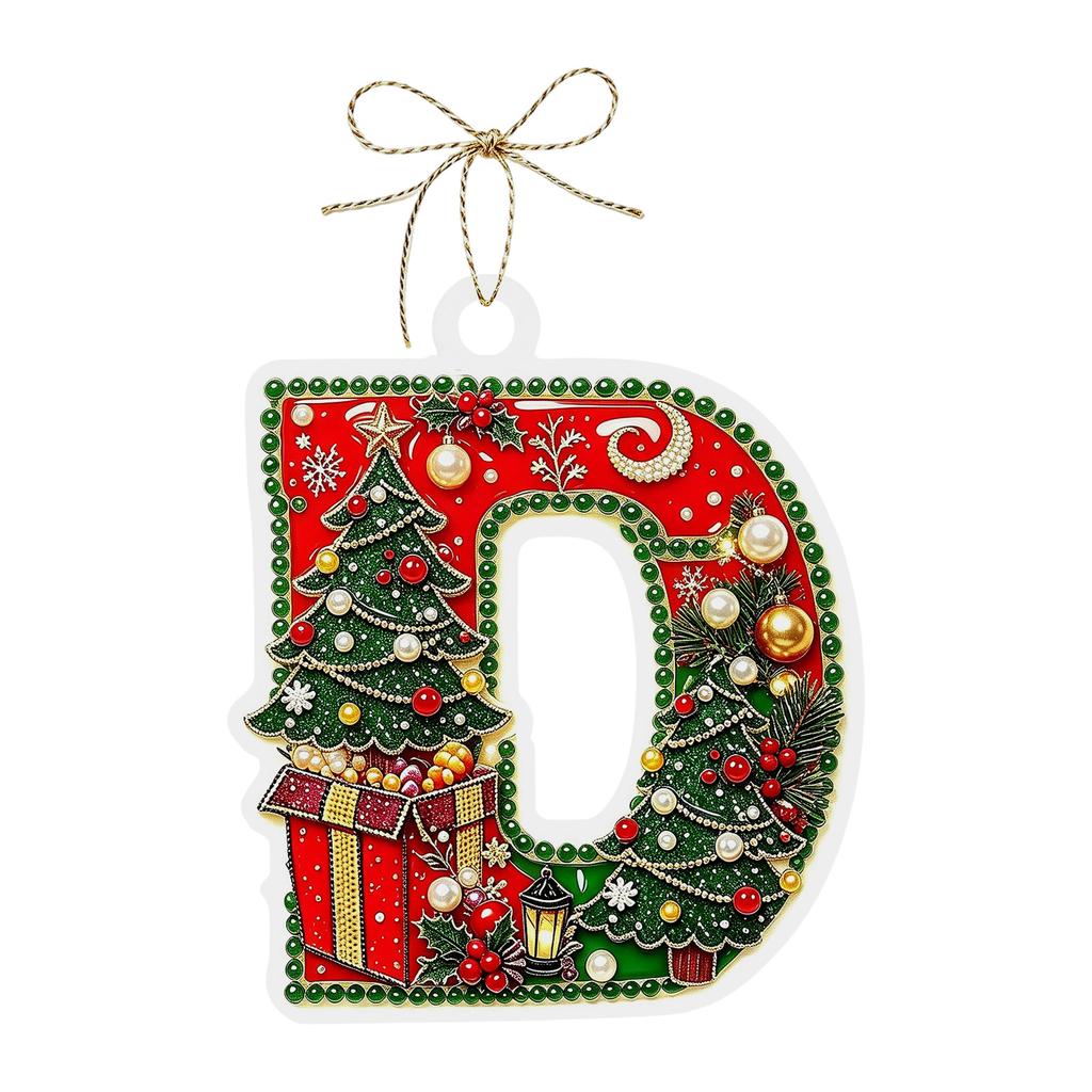 Christmas Themed Acrylic Letter Hanging Ornaments 26 PCS Decorations for Christmas Tree