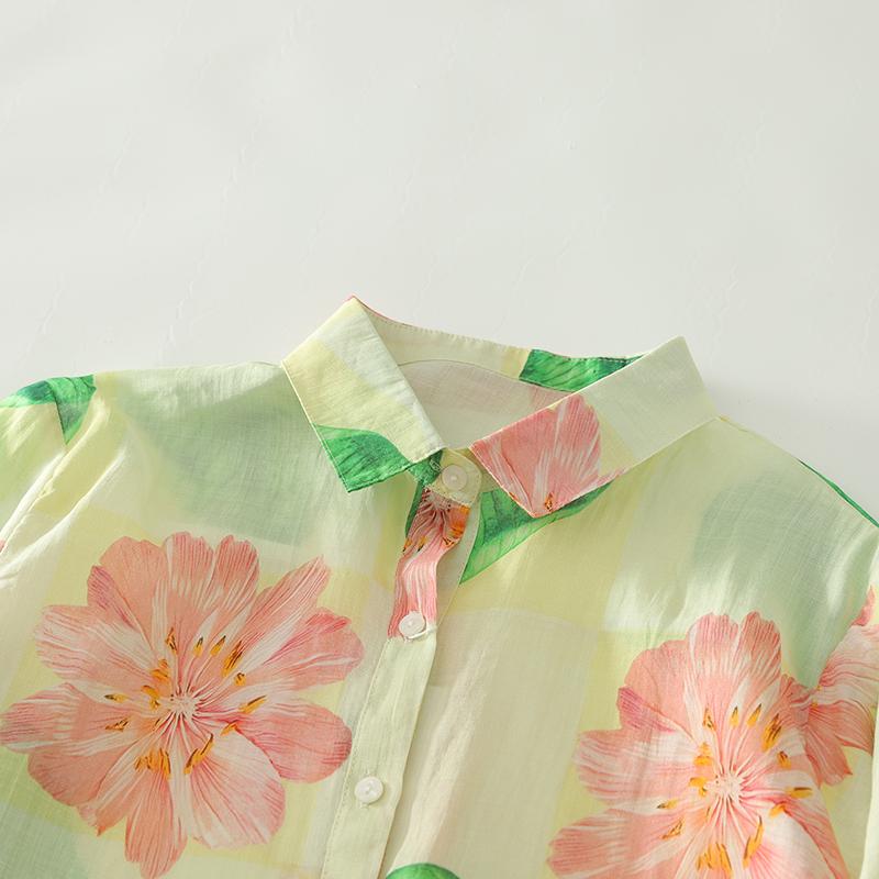 DIMANAF 2025 Autumn New Plus Size Women Blouse Tops Shirts Tees Casual Loose Print Floral Cotton Long Sleeve