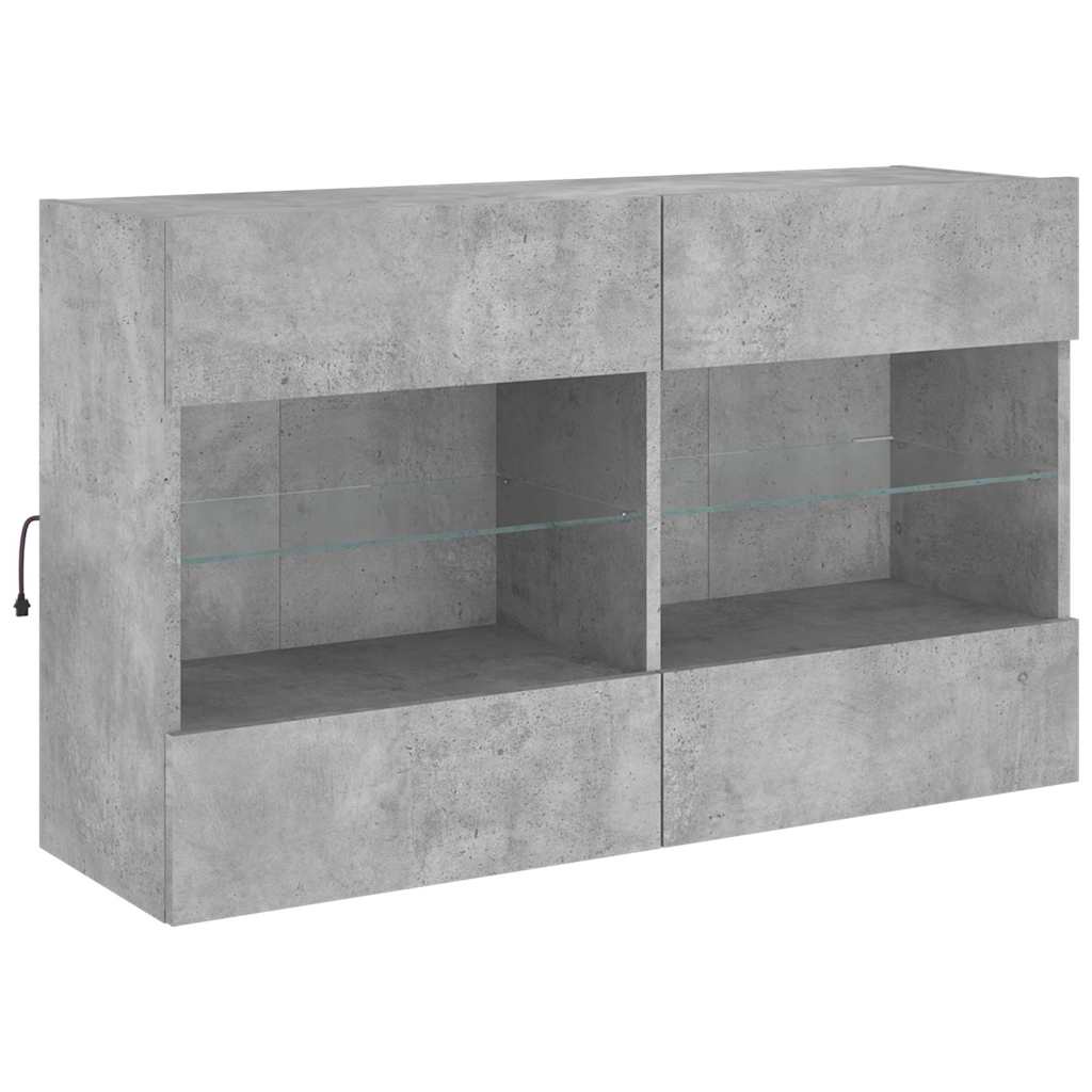 6 Piece TV Wall Unit with LED Lighting Concrete Grey