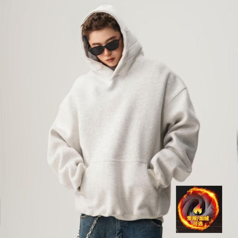 Mens Oversized Hooded Sweatshirt Loose Fit Casual Long Sleeve Pullover Streetwear Plain Color Unisex