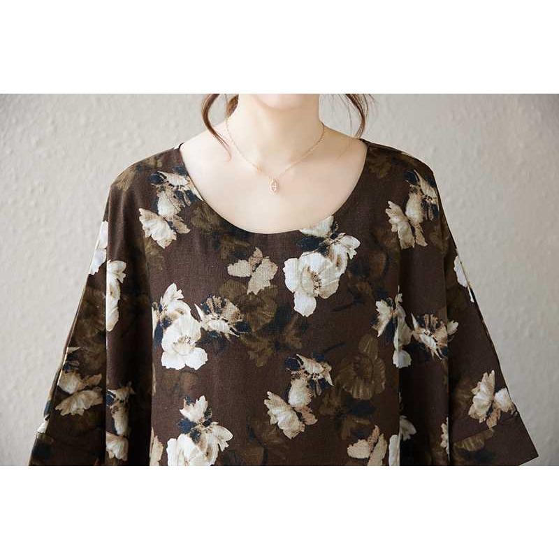 Summer Vintage Loose Cocoon Dress Round Neck Skirt