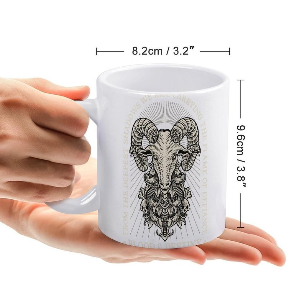 11oz White Ceramic Coffee Mug with Smooth Handle, Double-Sided Print and Glossy Body for Hot Drinks and Daily Use