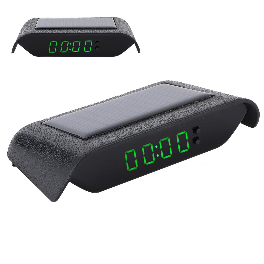 Car Digital Clock Auto Truck Solar Powered Time Date Temperature LCD Display Wiring FreeGreen Light
