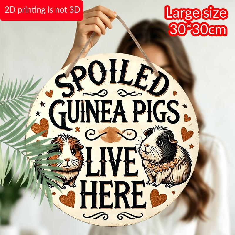 2D Flat, 1pc Vintage Guinea Pig Wall Art - Round Aluminum Hanging Sign with Fun Animal Design, Suitable for Wedding, Birthday, Thanksgiving