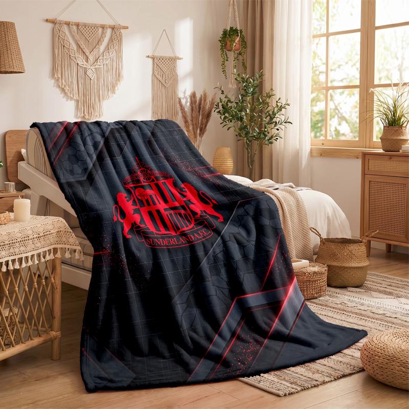 Sunderland Football Print Flannel Blanket Soft Warm Sofa Bed Throw Blanket For Home Office Bedroom