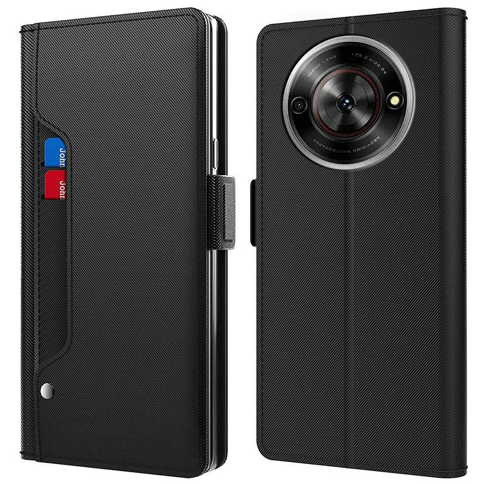 For ZTE nubia Focus Case Stand PU Leather Phone Cover Card Holder Mirror