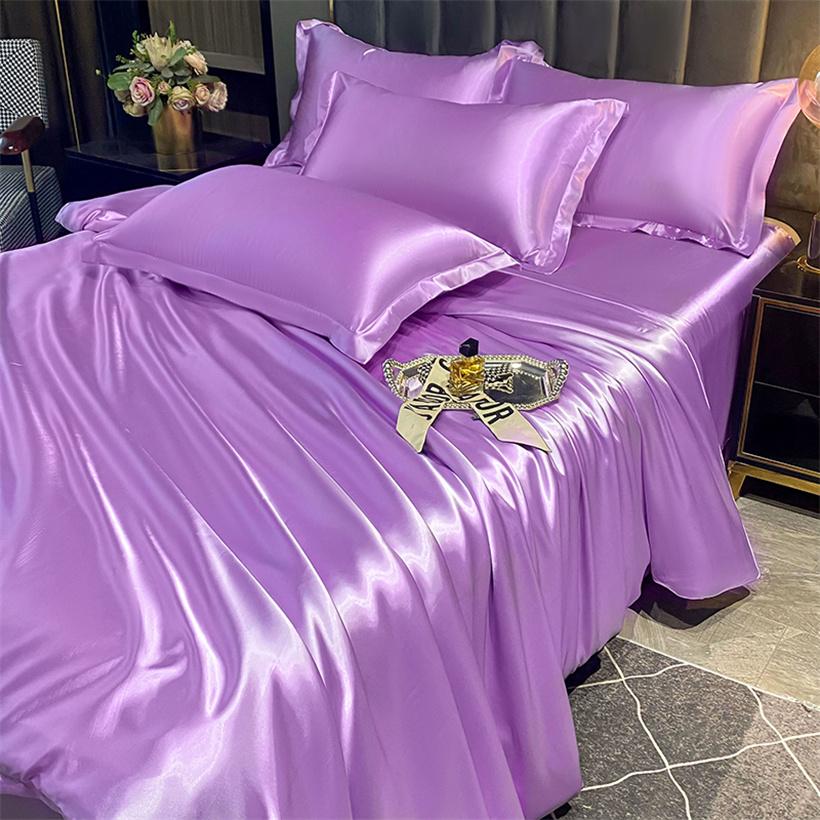 Blended Natural Mulberry Silk Bedding Set with Duvet Cover Bed Sheet Pillowcase High End Satin Single Double Queen King Bedsheet