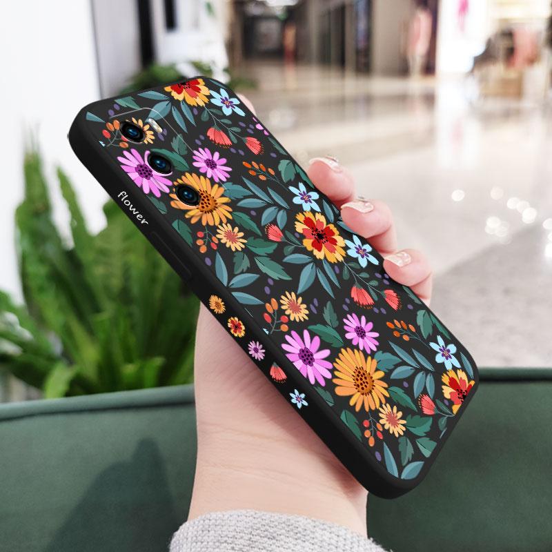 Showy Flowers Phone Case For Huawei P40 P50 P30 P20 Pro Lite Nova 5t Y7A Mate 40 30 20 Pro Lite Liquid Silicone Cover
