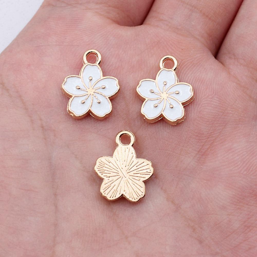 

Подвеска с эмалью в виде цветка растения, женские украшения, креативное ремесло A33-10pcs-15x12mm