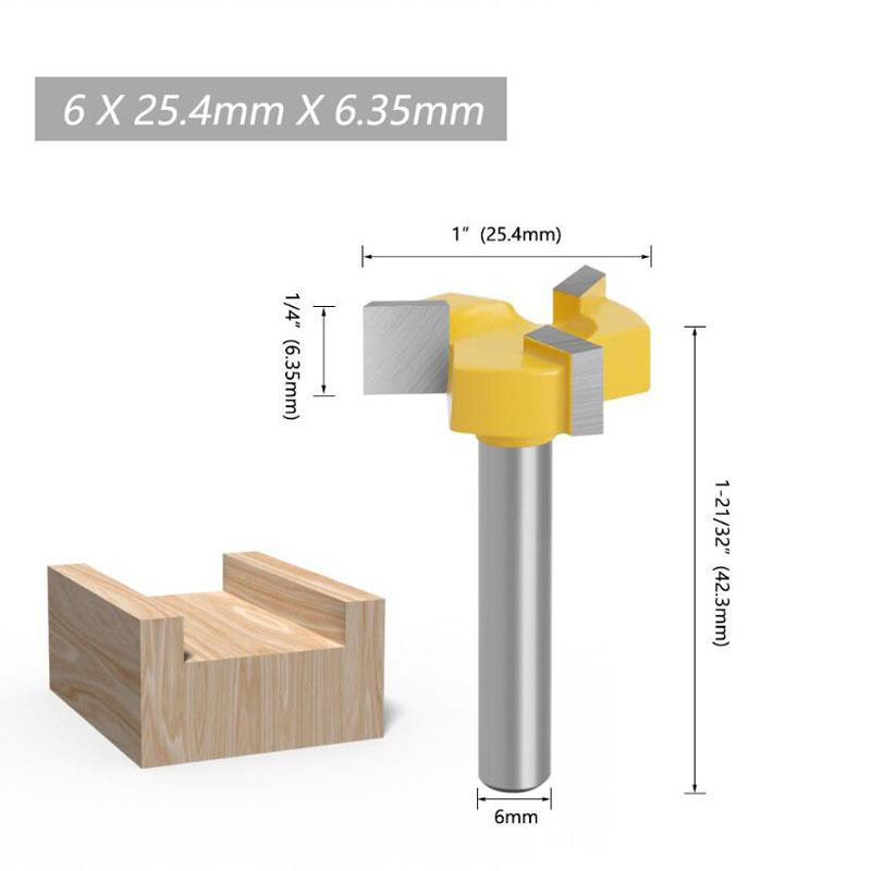 Rak kant spårfräs Fräs T-spår överfräs 6mm 1/4 skaft 8mm träplatta tillplattning överfräsbit volframfräsbit