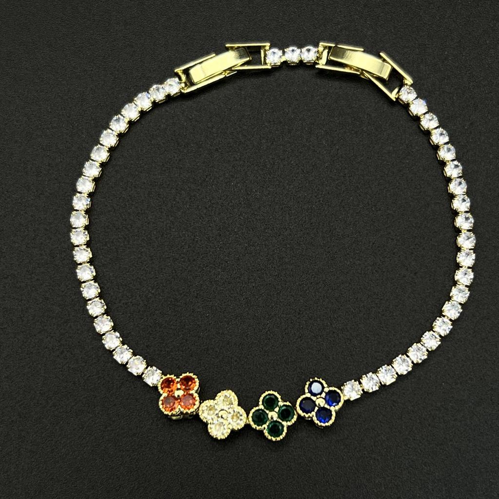 Fashion Zircon Four-Leaf Clover Tennis Bracelet - Luxury Hot Sale