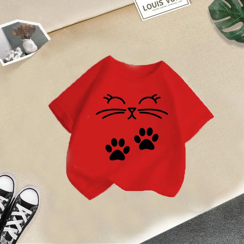 T-shirt da ragazzo Top Maglietta da bambina Maglietta da neonato 2-13 anni T-shirt per bambini T-shirt per bambini con stampa di gatto Abbigliamento per bambini