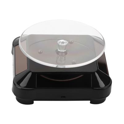 Solární vitrína 360° otočný gramofon hodinky telefon šperky stojan LED světlo (Černá)