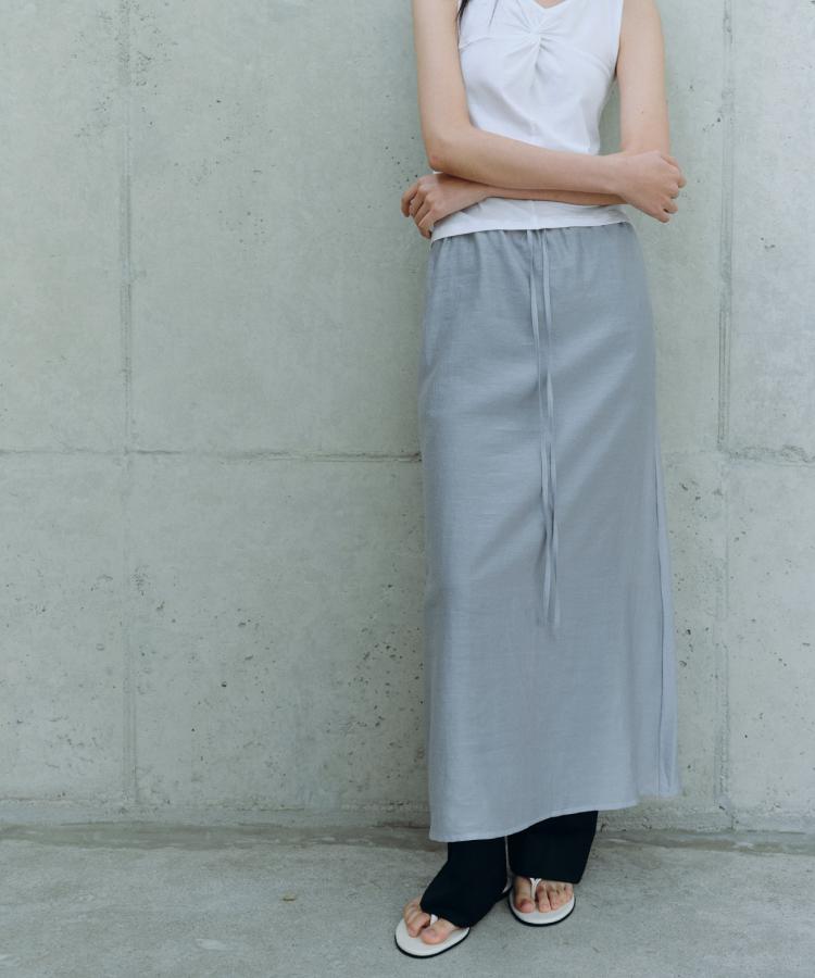 Kasel Sheer Long Skirt, Blue Gray