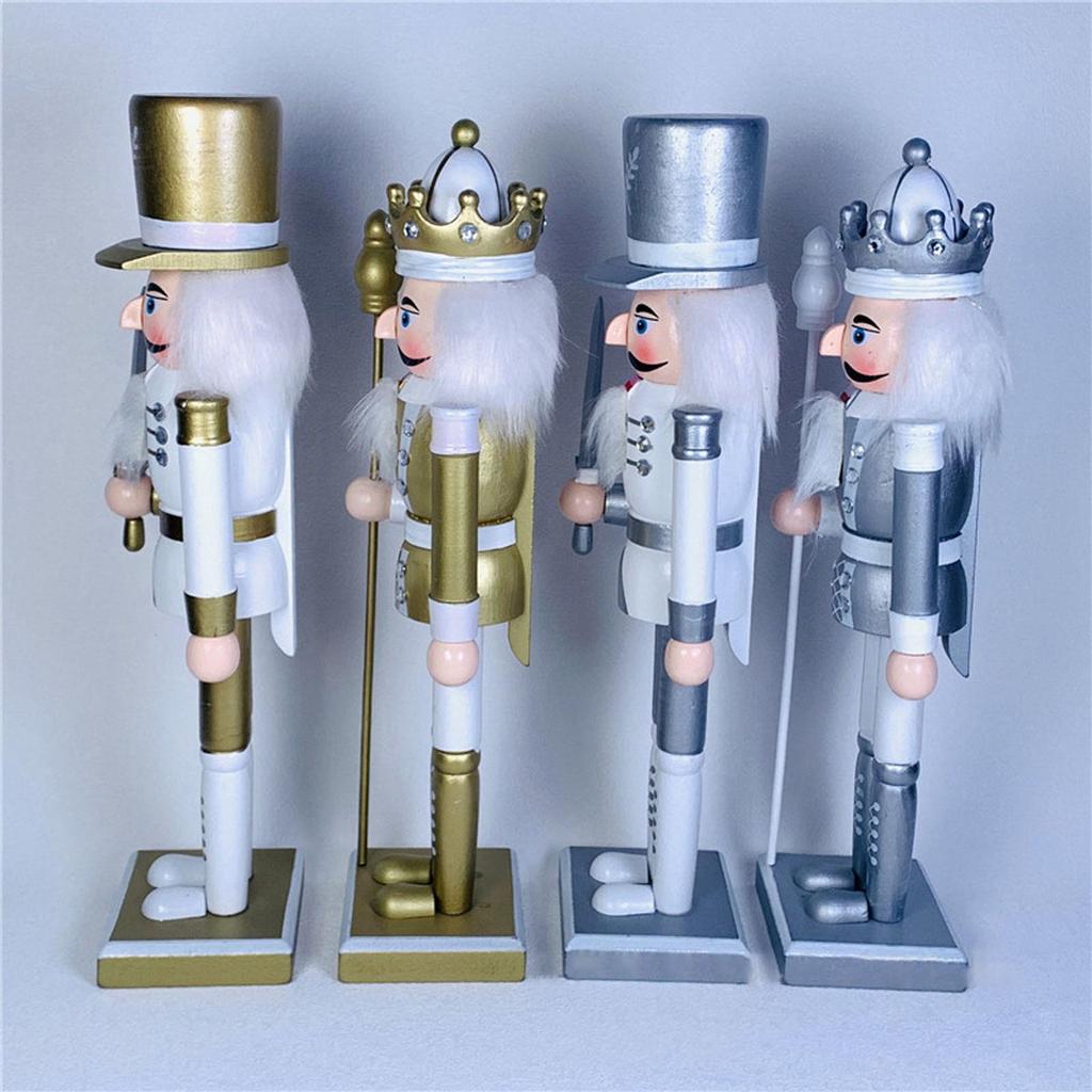 Merry Christmas Decorations Nutcracker Figurine Wooden Soldier King Puppet Ornament for Indoor Winter Table Centerpiece