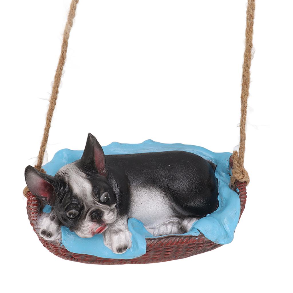 Garden Dog Statue Outdoor Resin Swing Ornament Hanging Decoration Home Bulldog Animal Gift Black