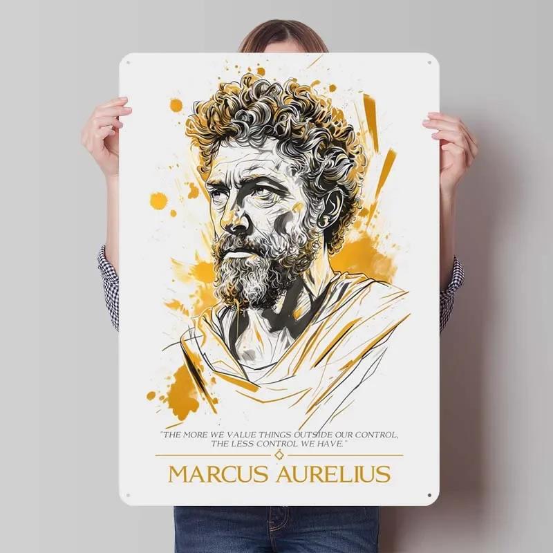 Mark Aurel Stoiker Zitat Schild Inspirierende Poster Dekoration für Heimdeko Artikel Metall Blechschilder für Wandkunst Dekoration