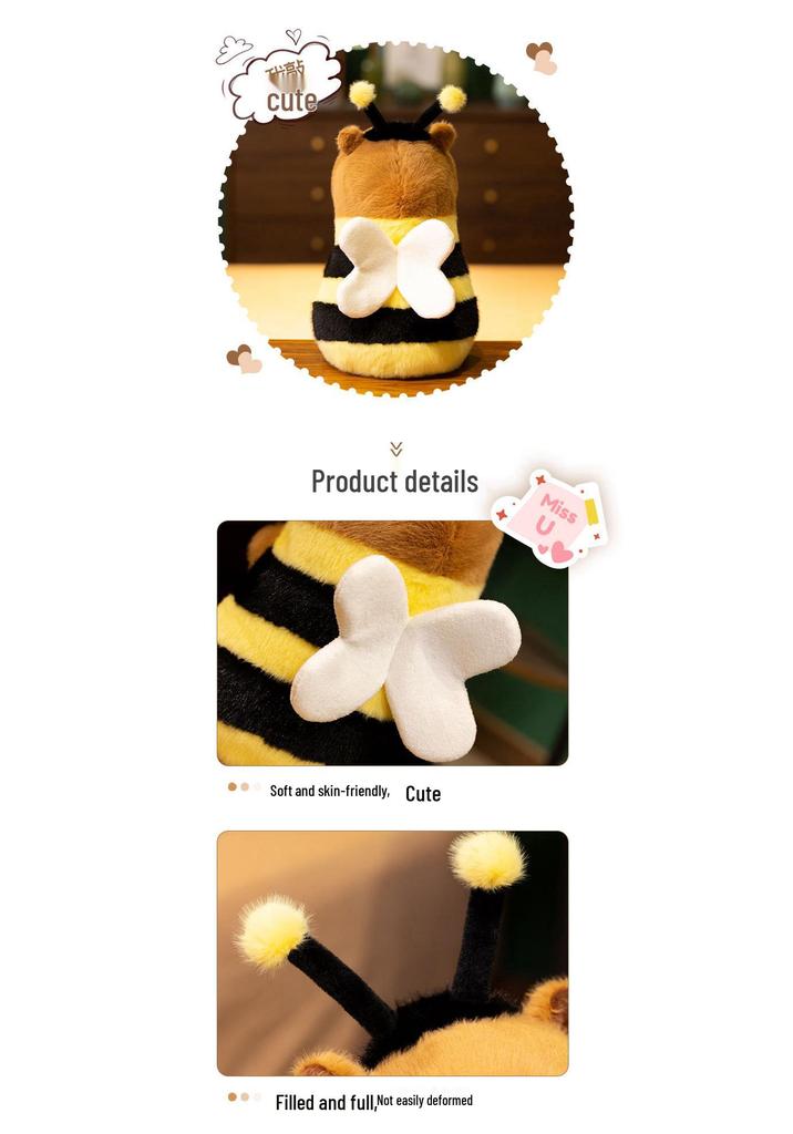 Bee Capybara Plush Toy - Cute Gift for Kids and Capybara Fans