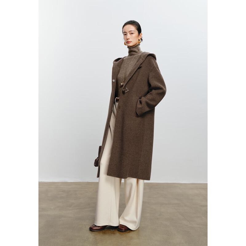 Eifini Women's Mid-Length Hooded Wool Coat